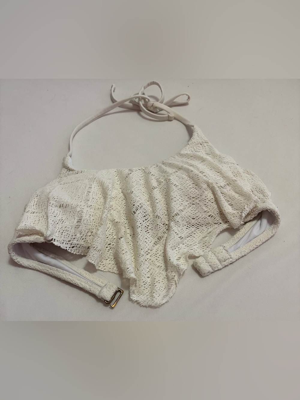 White Crochet Halter Swim Top